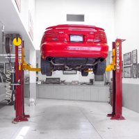 Mohawk automotive lift shown installed with low ceiling