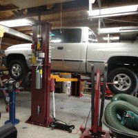 Mohawk garage lift shown installed with low ceiling