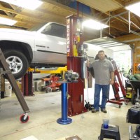Mohawk auto lift shown installed with low ceiling
