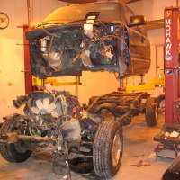 Using a Mohawk lift to remove body from chassis
